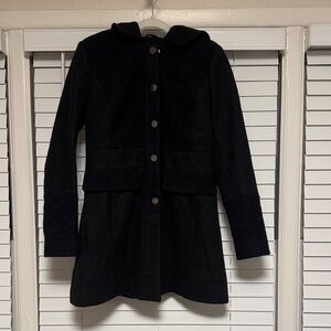 Guess Black Hooded Trench Coat